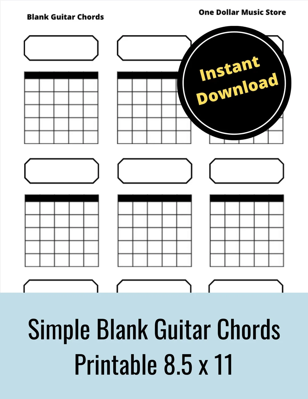 Printable Blank Guitar Chord Chart instant Download new Years 