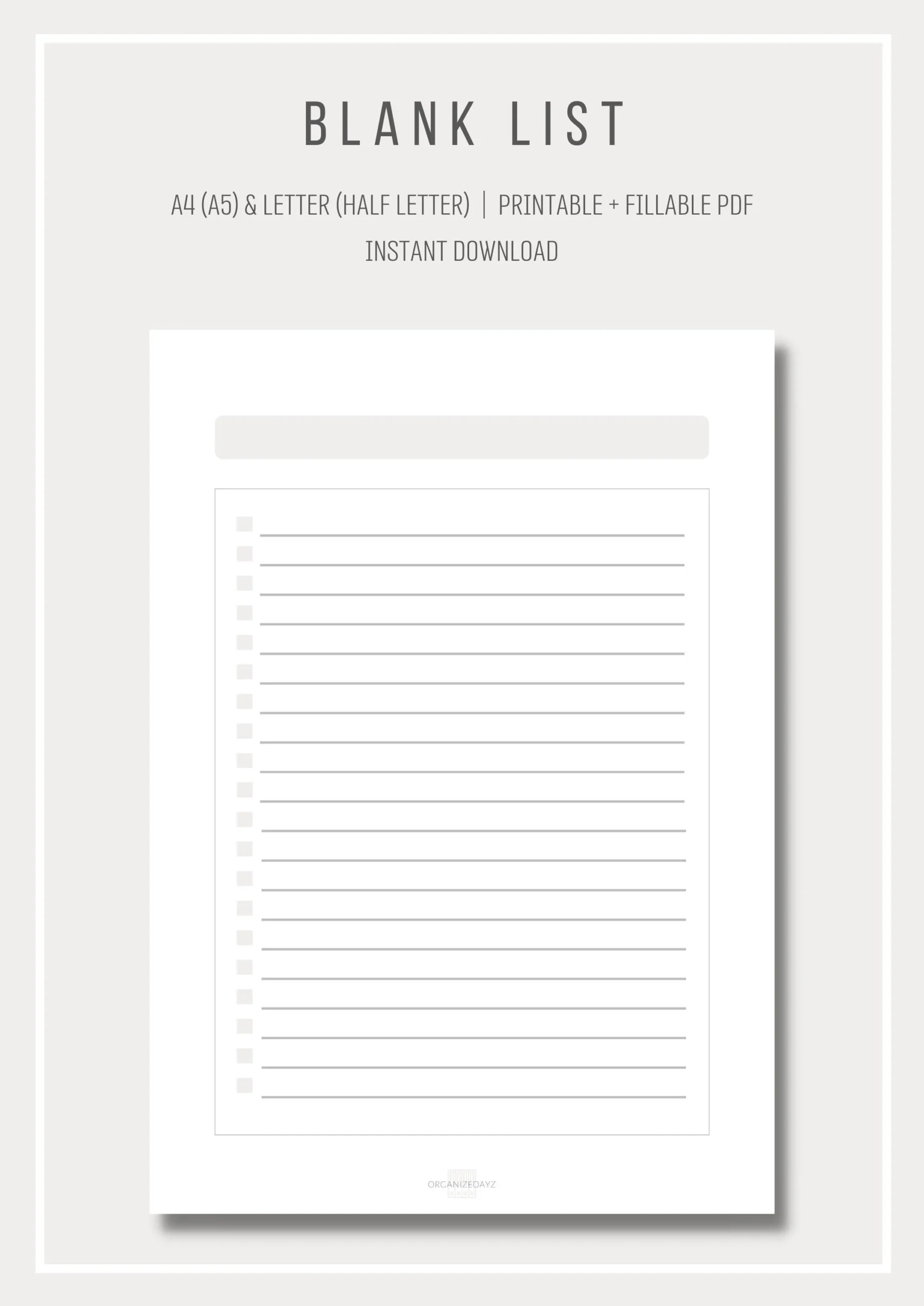 Blank List Printable