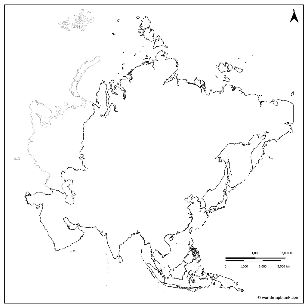 Asia Blank Map Printable Countries