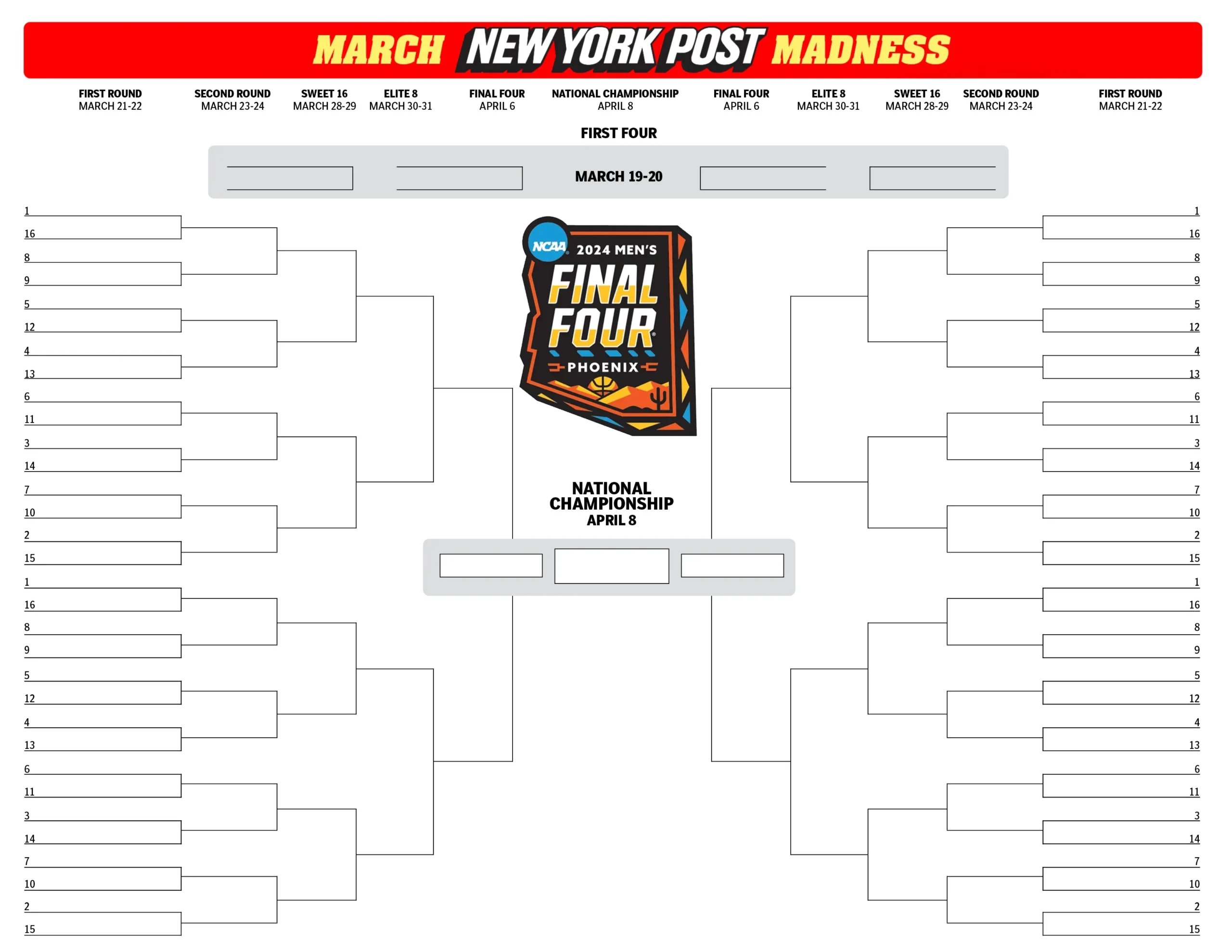 Blank Printable Ncaa Bracket 2026