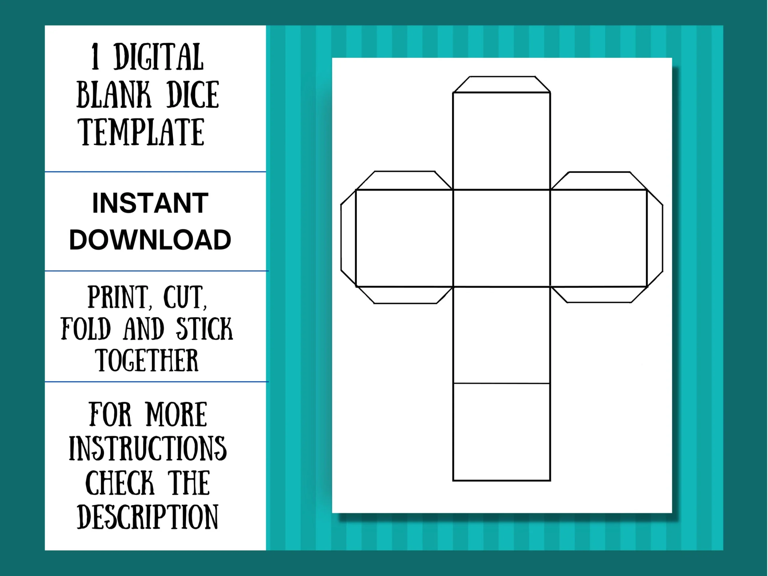 Printable Blank Paper Dice Template To Cut Out For Games L 