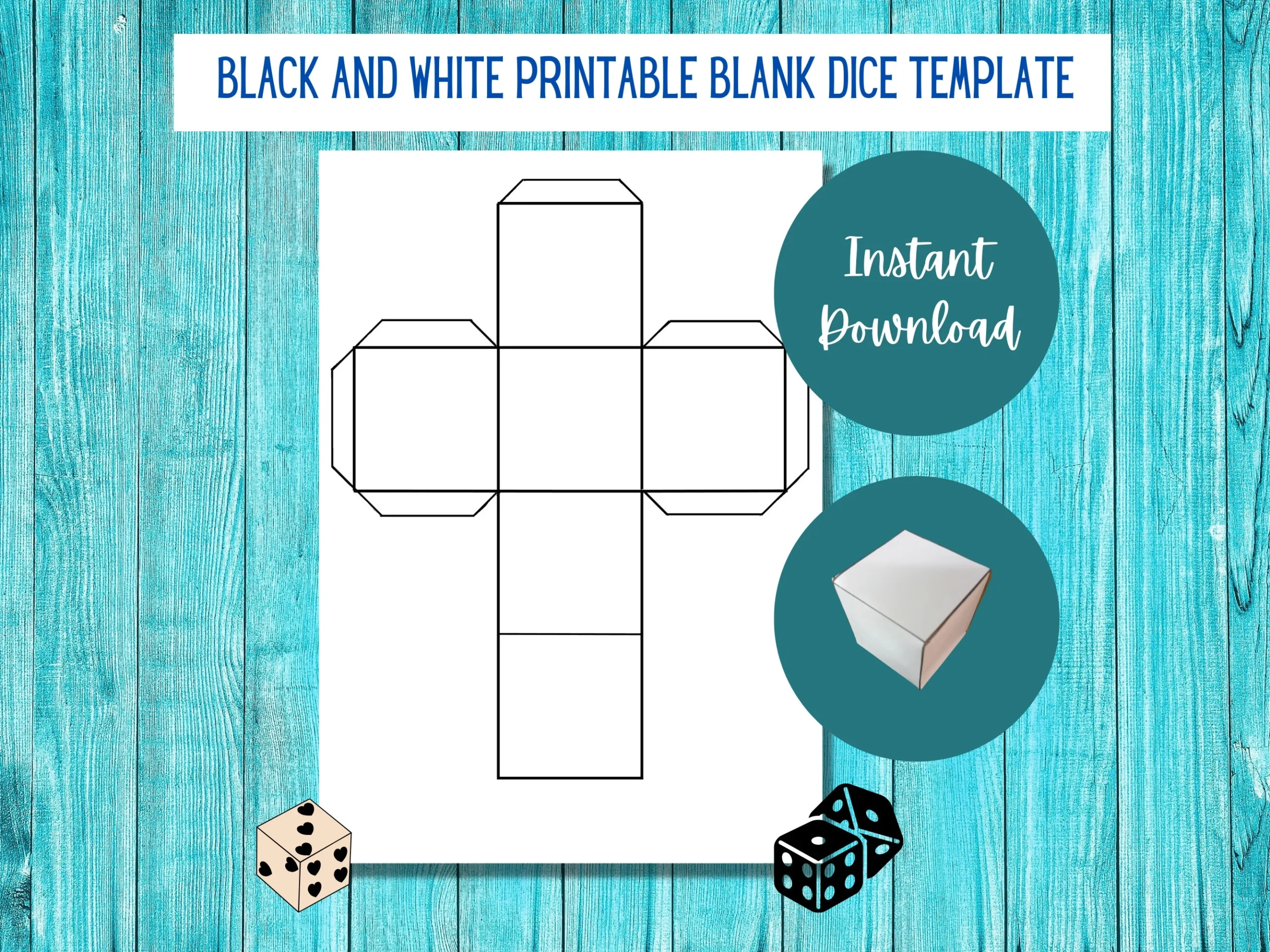 Printable Blank Paper Dice Template To Cut Out For Games L 