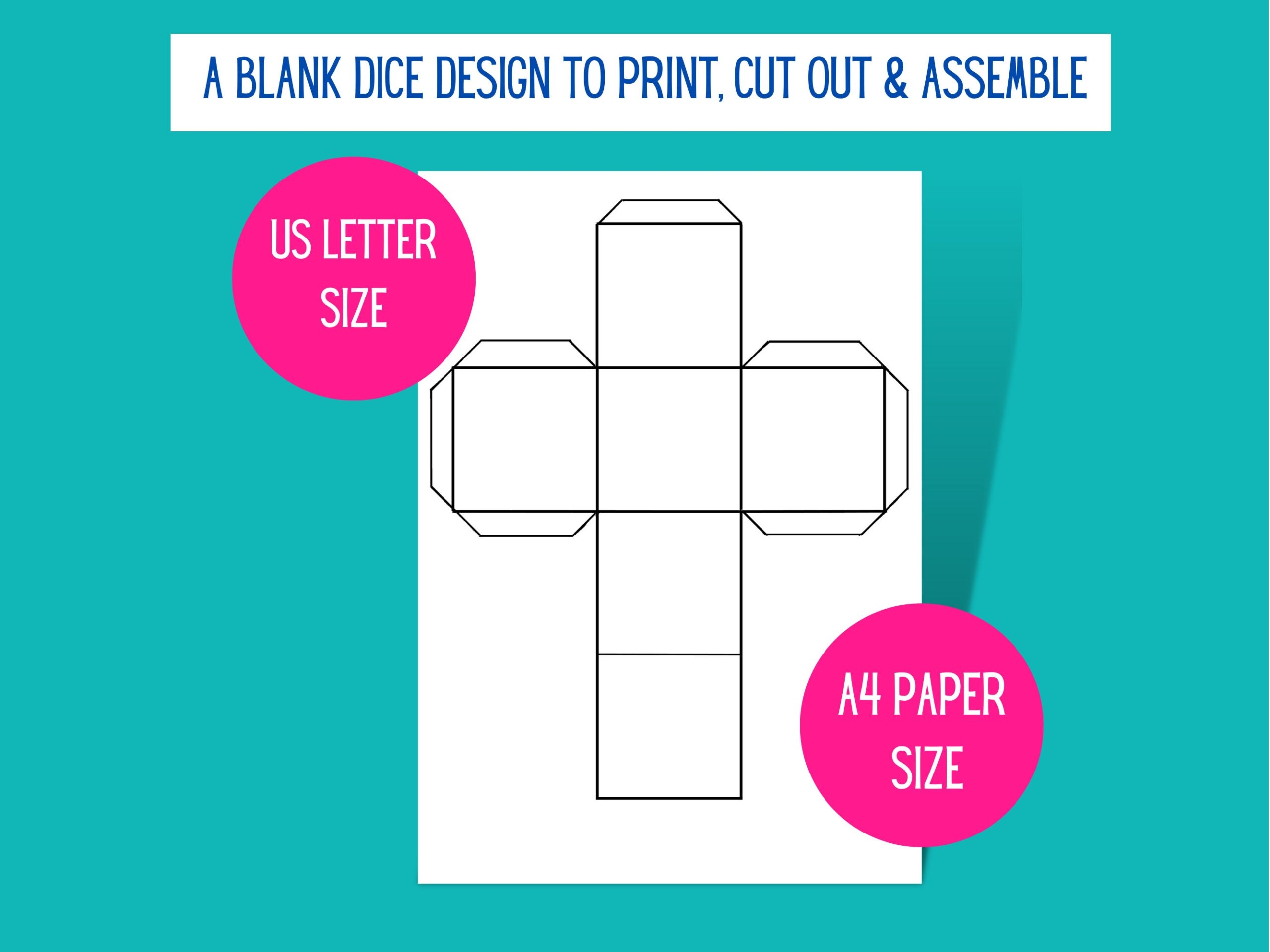 Printable Blank Paper Dice Template To Cut Out For Games L 