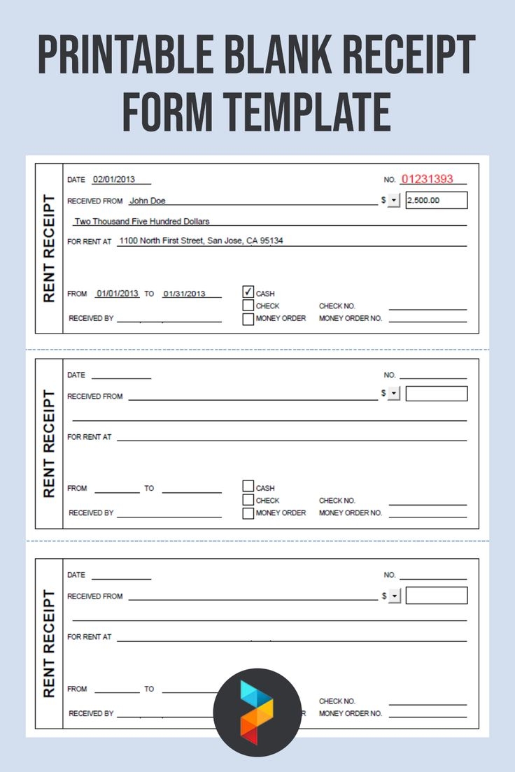 Blank Printable Cash Receipt