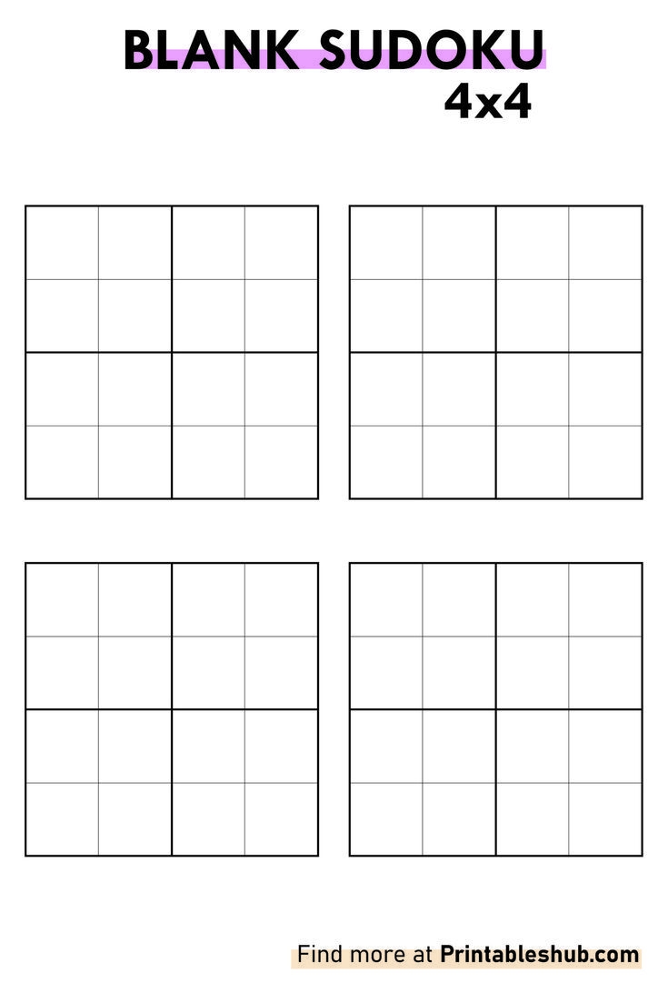 Printable Sudoku Blank Sheets