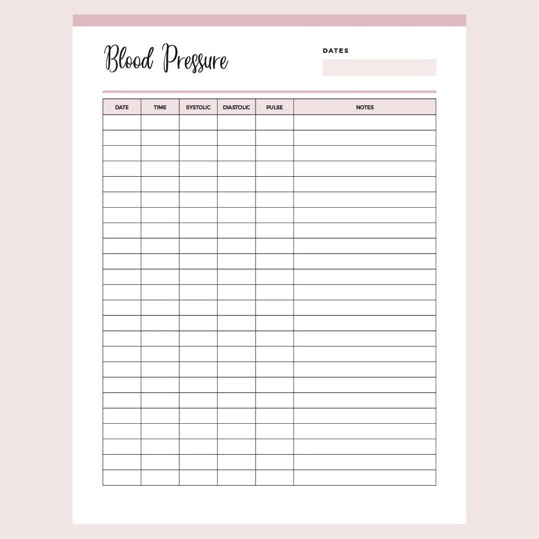 Printable Blood Pressure Chart FREE Download US Letter amp A4 