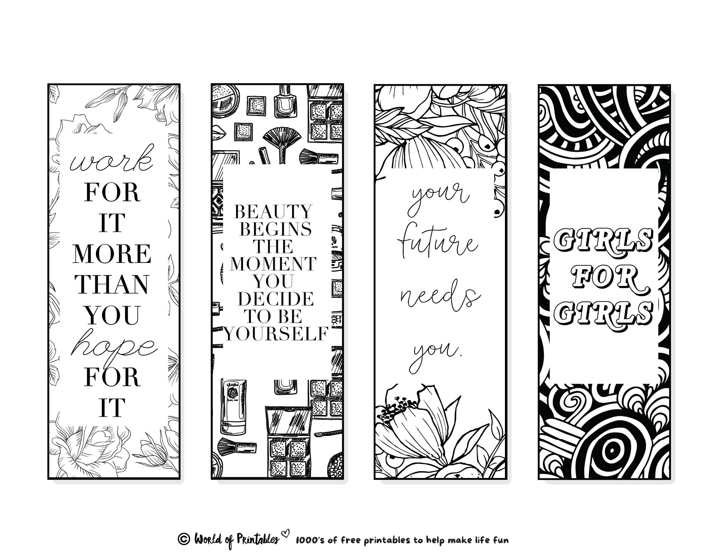 Printable Bookmarks To Color 120 For Adults amp Kids World Of 