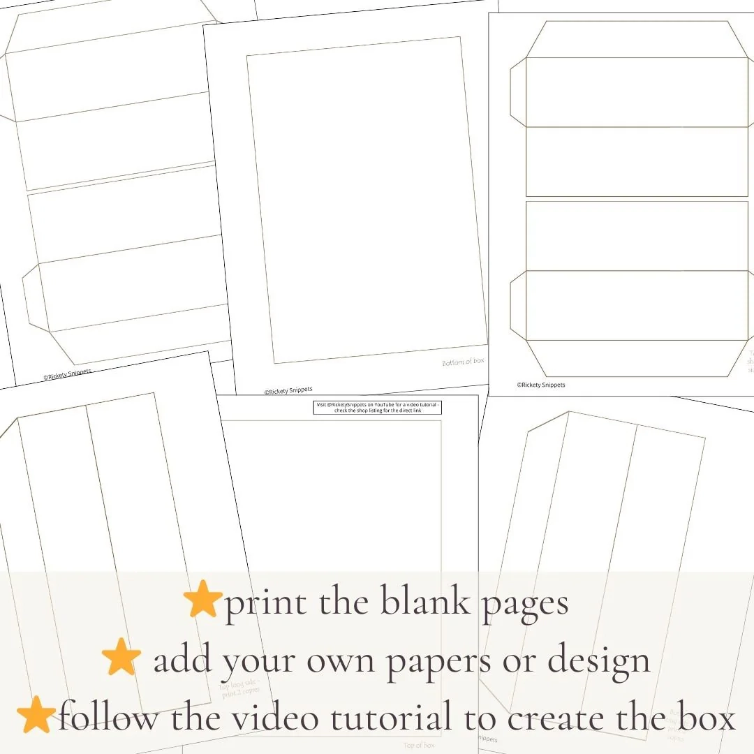 Printable Box Template Junk Journal Printables Ephemera Box 
