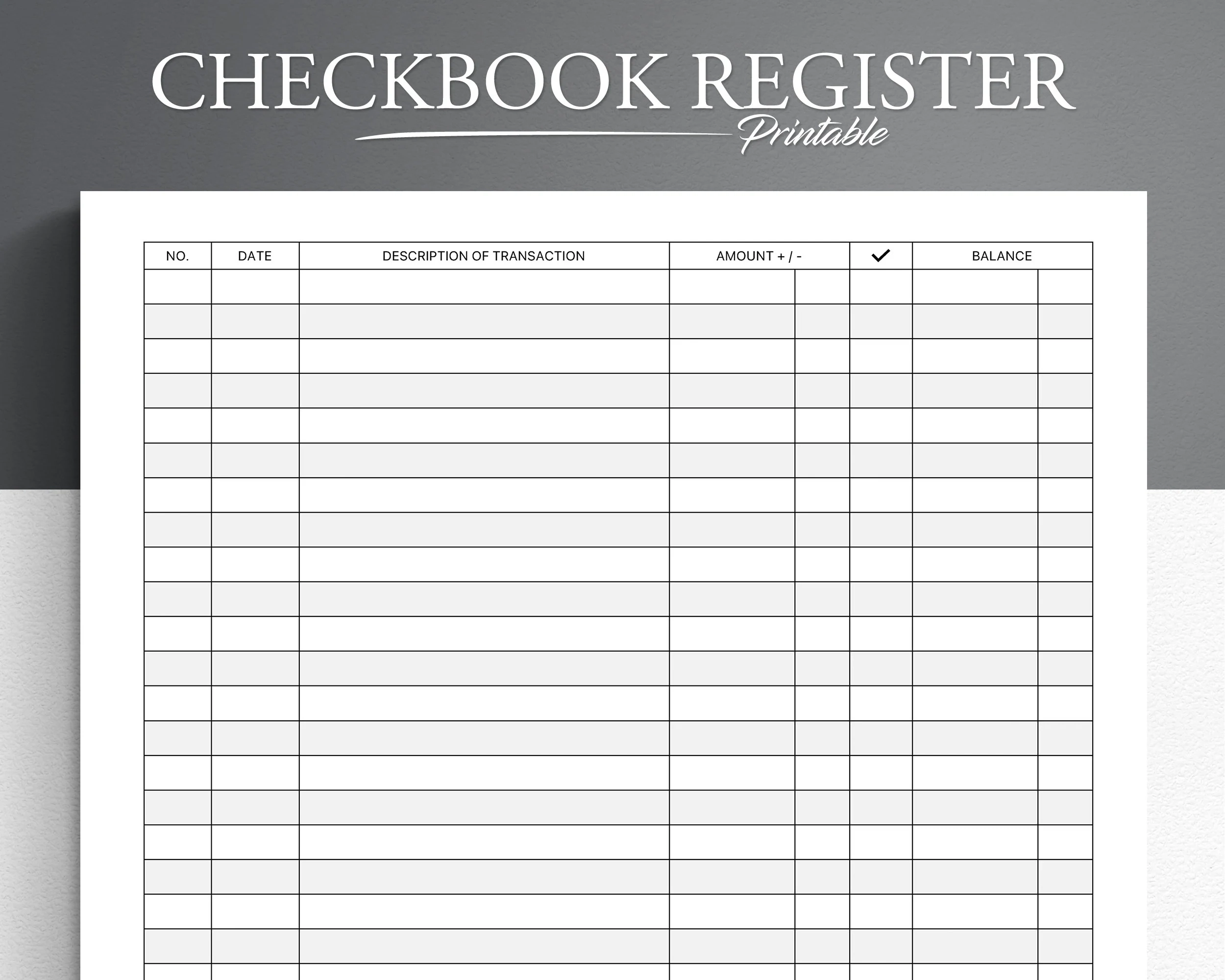 Printable Blank Check Book Ledger