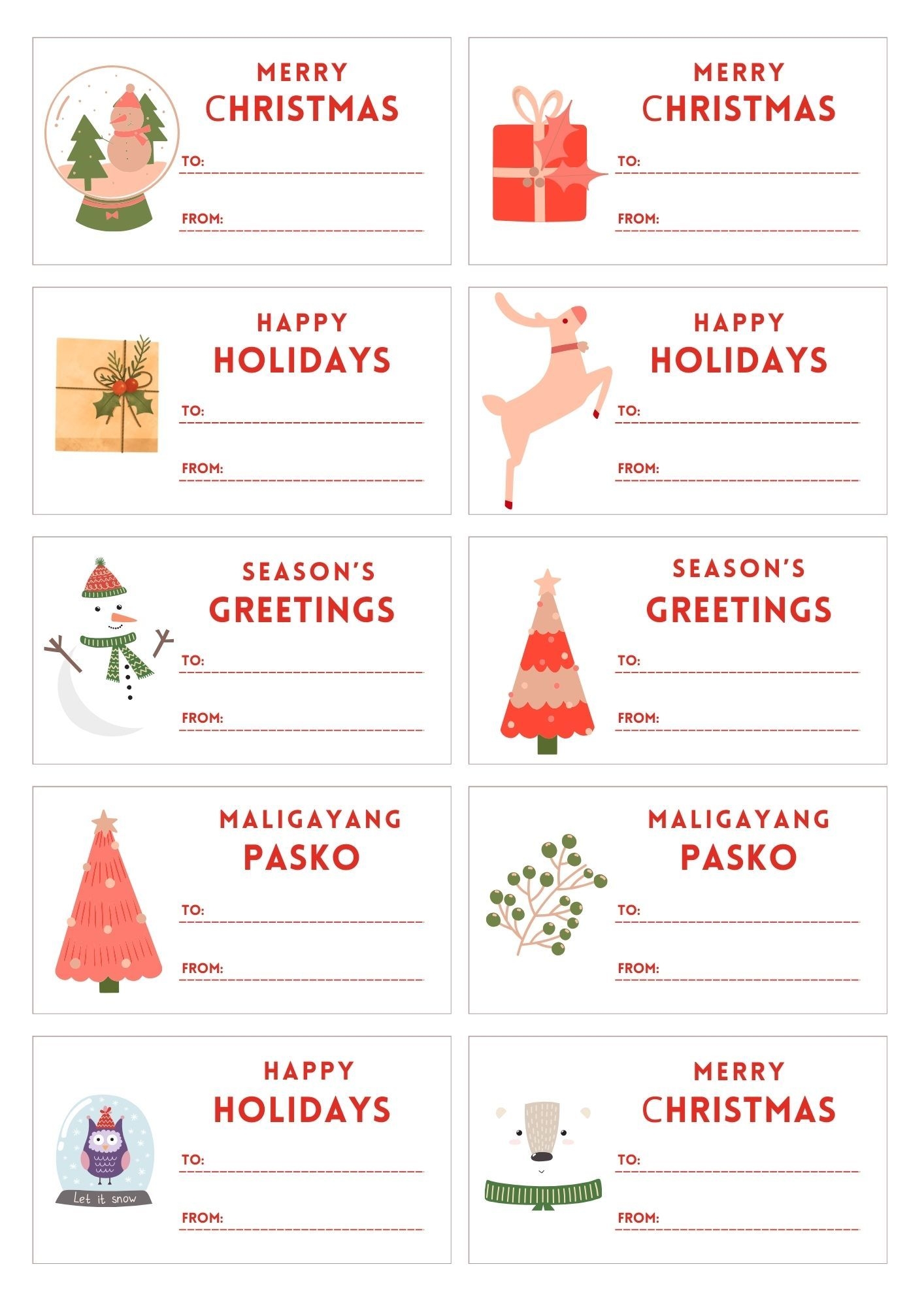 Blank Printable Christmas Tags
