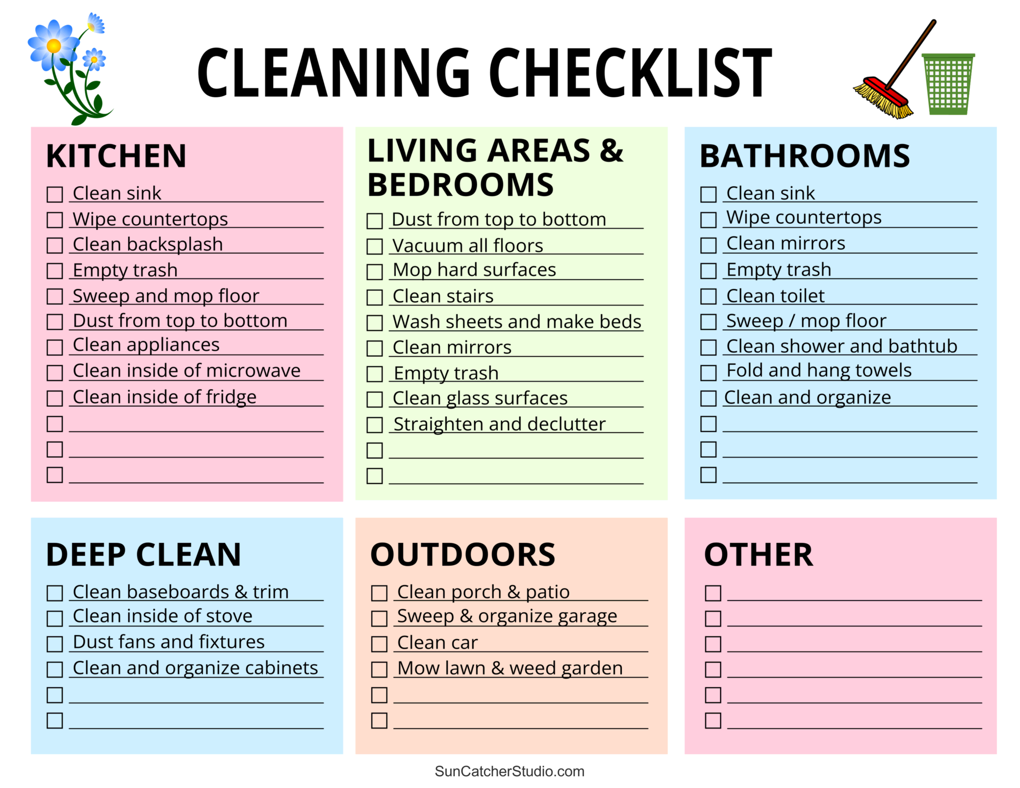 Printable Blank Weekly Cleaning Checklist