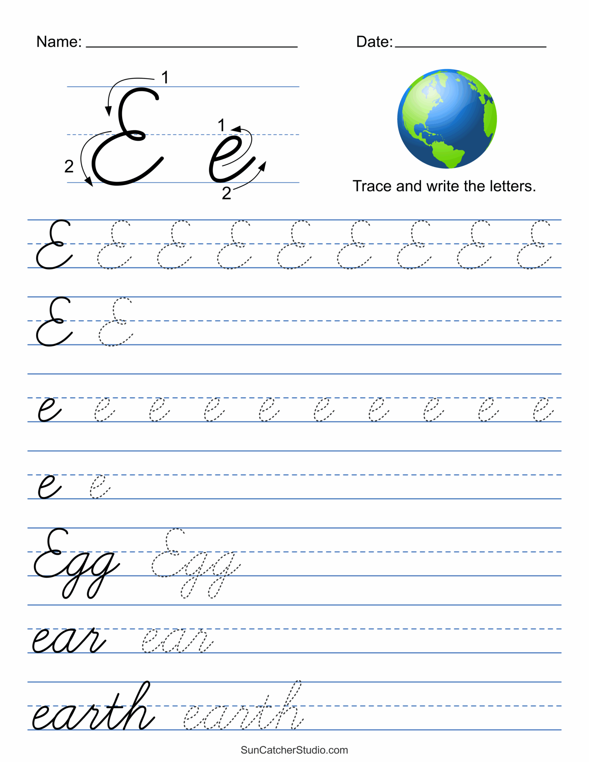 Printable Blank Cursive Alphabet Letters