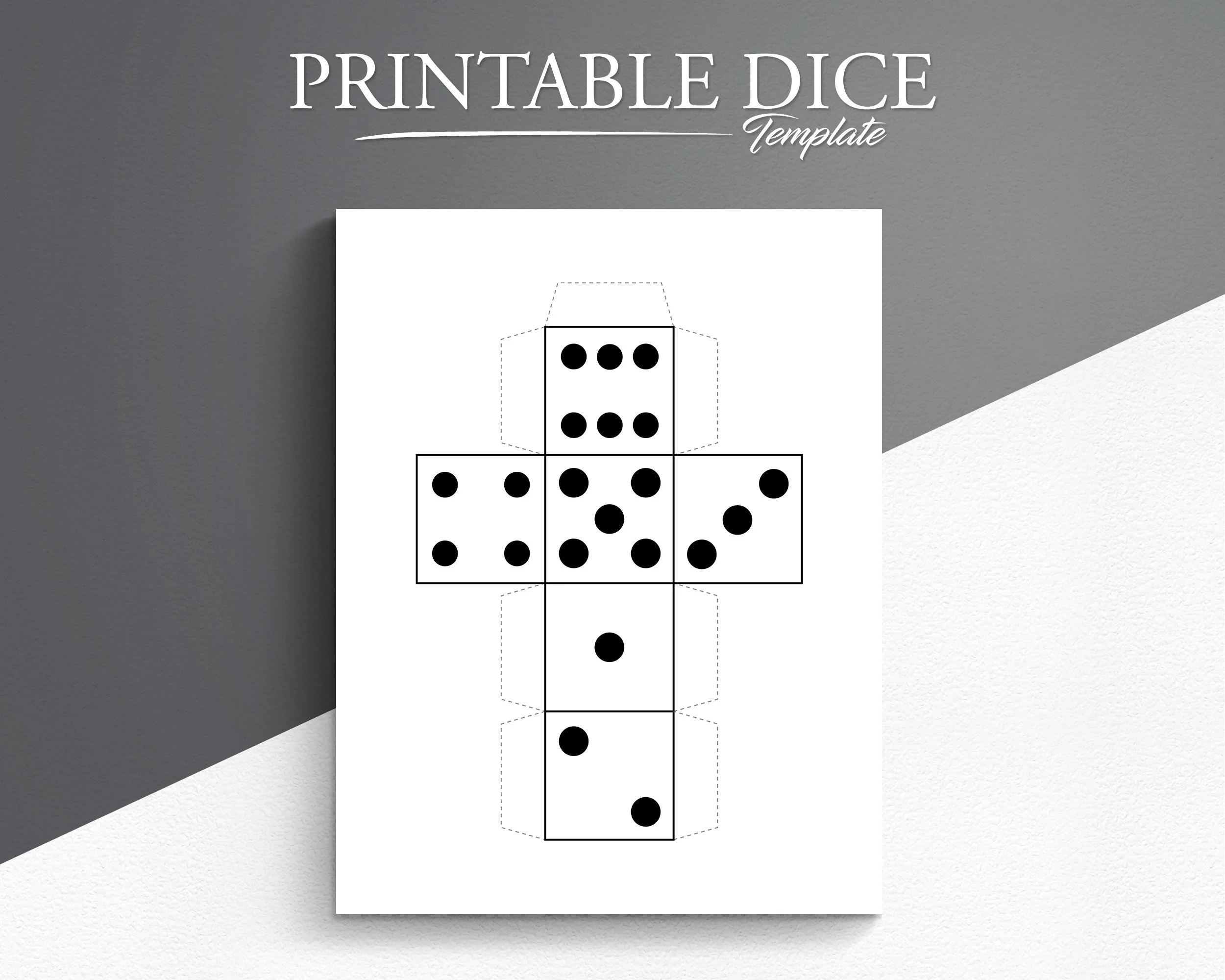 Printable Dice Template DIY 6 Sided Dice Craft Instant 