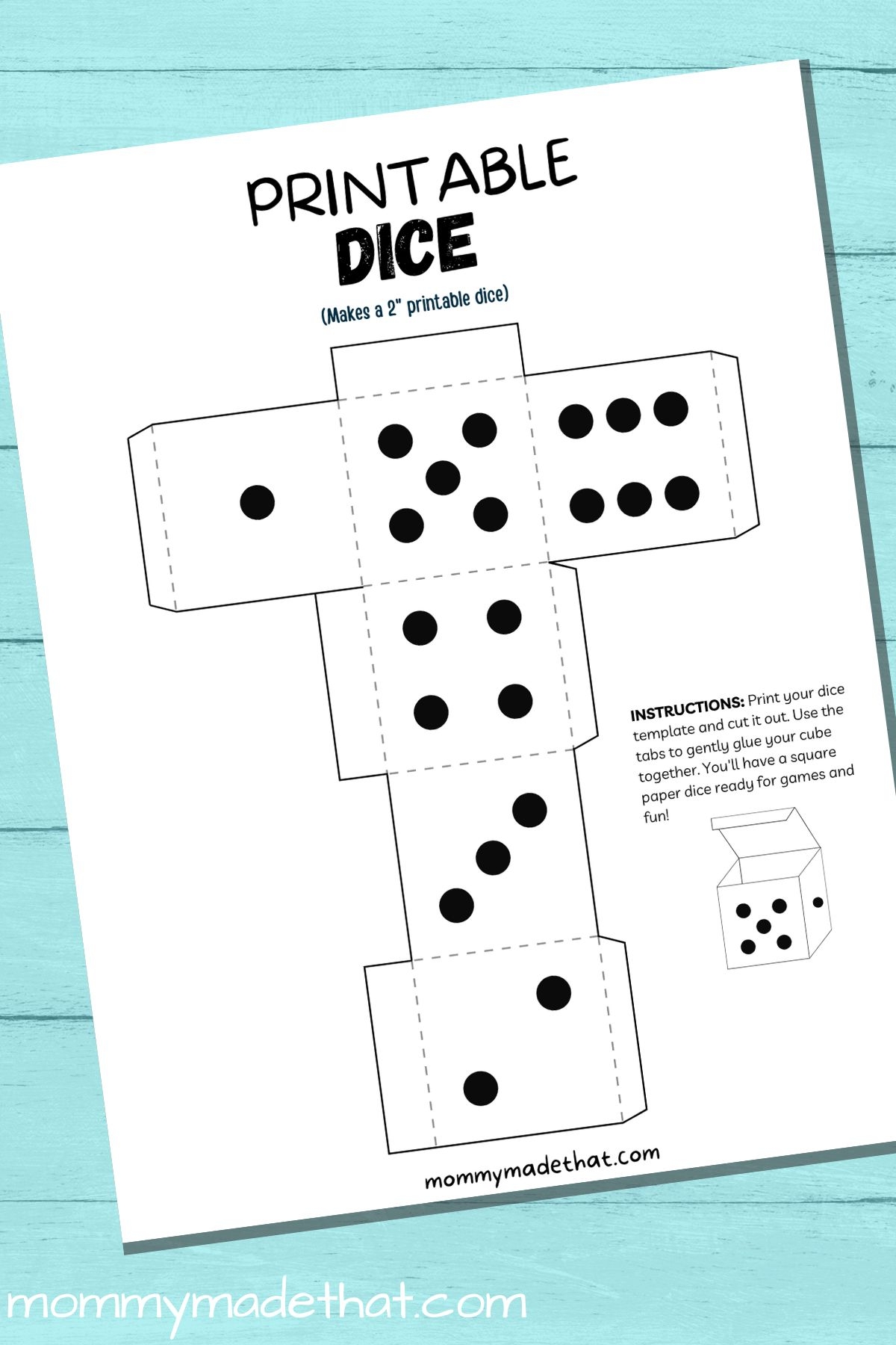 Giant Dice Printable Template Blank
