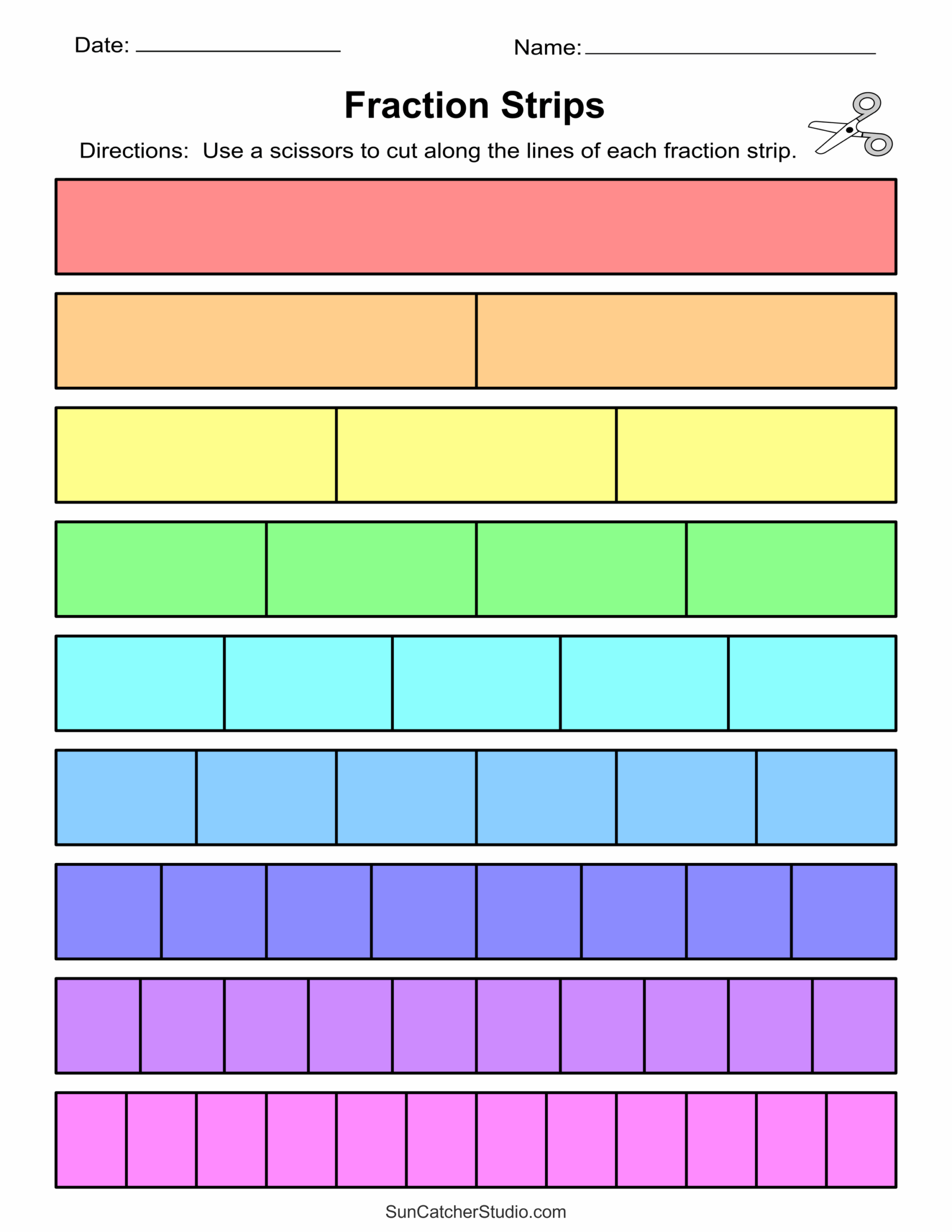 Fraction Strips Printable Blank