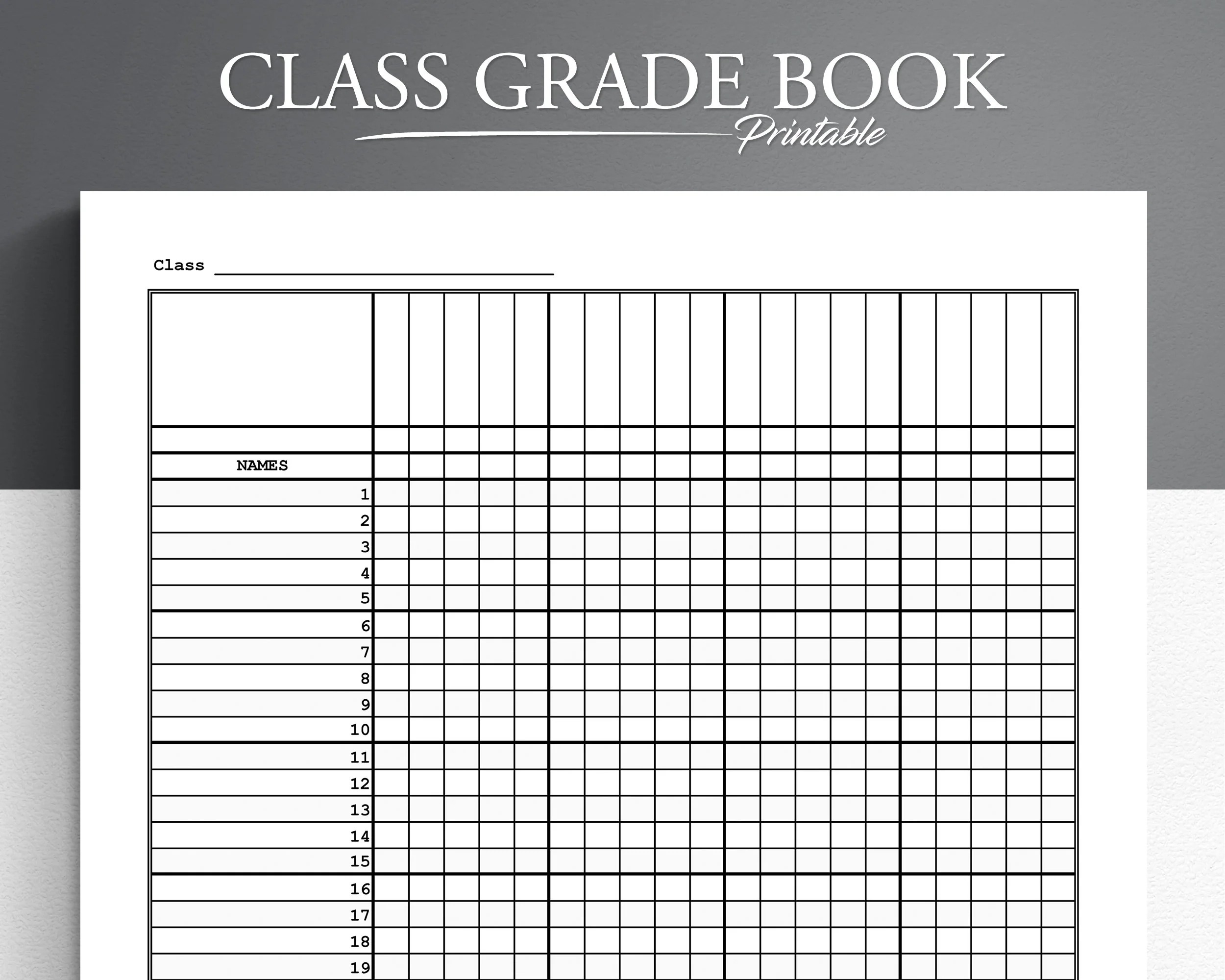 Blank Grade Book Printable