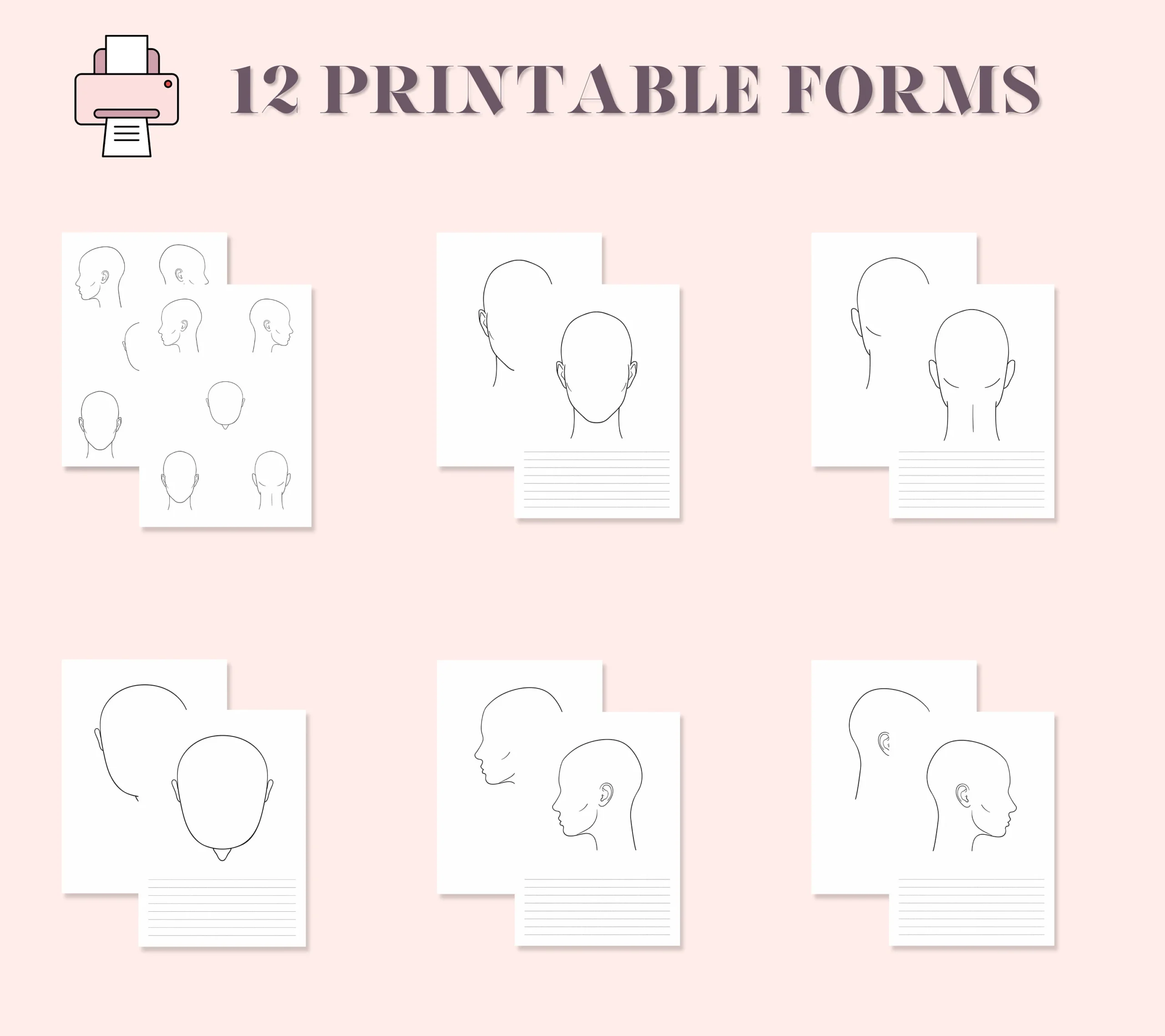 Printable Head Sheets Hairdressing Head Sheets Technical Head 