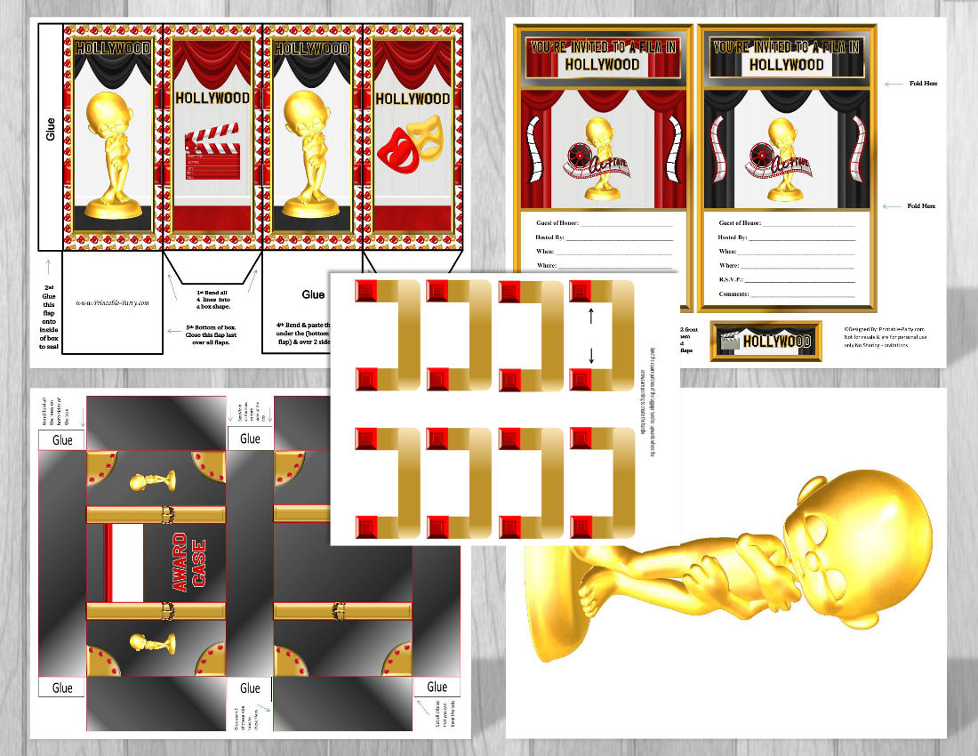 Printable Hollywood Movie Party Supplies Movie Theme Party 