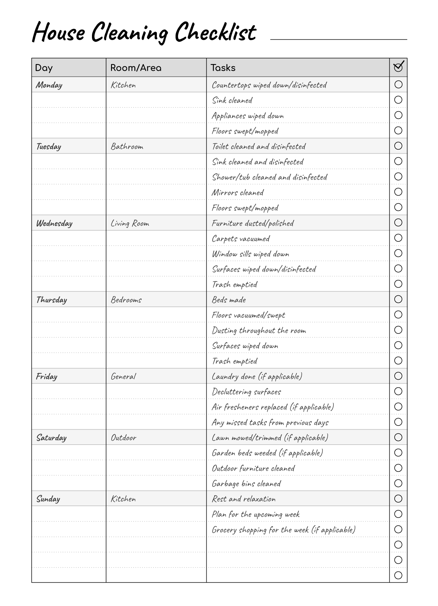 Printable House Cleaning Checklist Free Google Docs Template Gdoc io