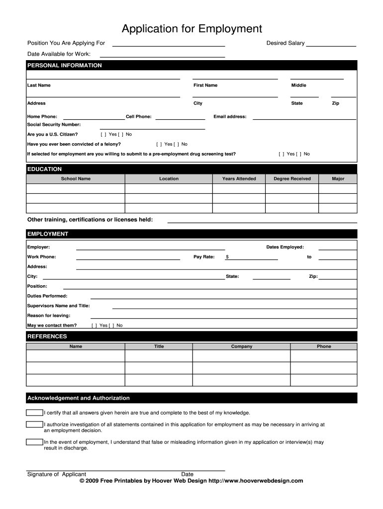 Printable Job Application Fill Online Printable Fillable 