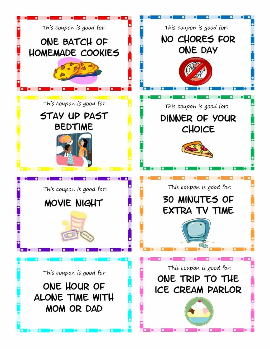 Printable Blank Reward Coupons