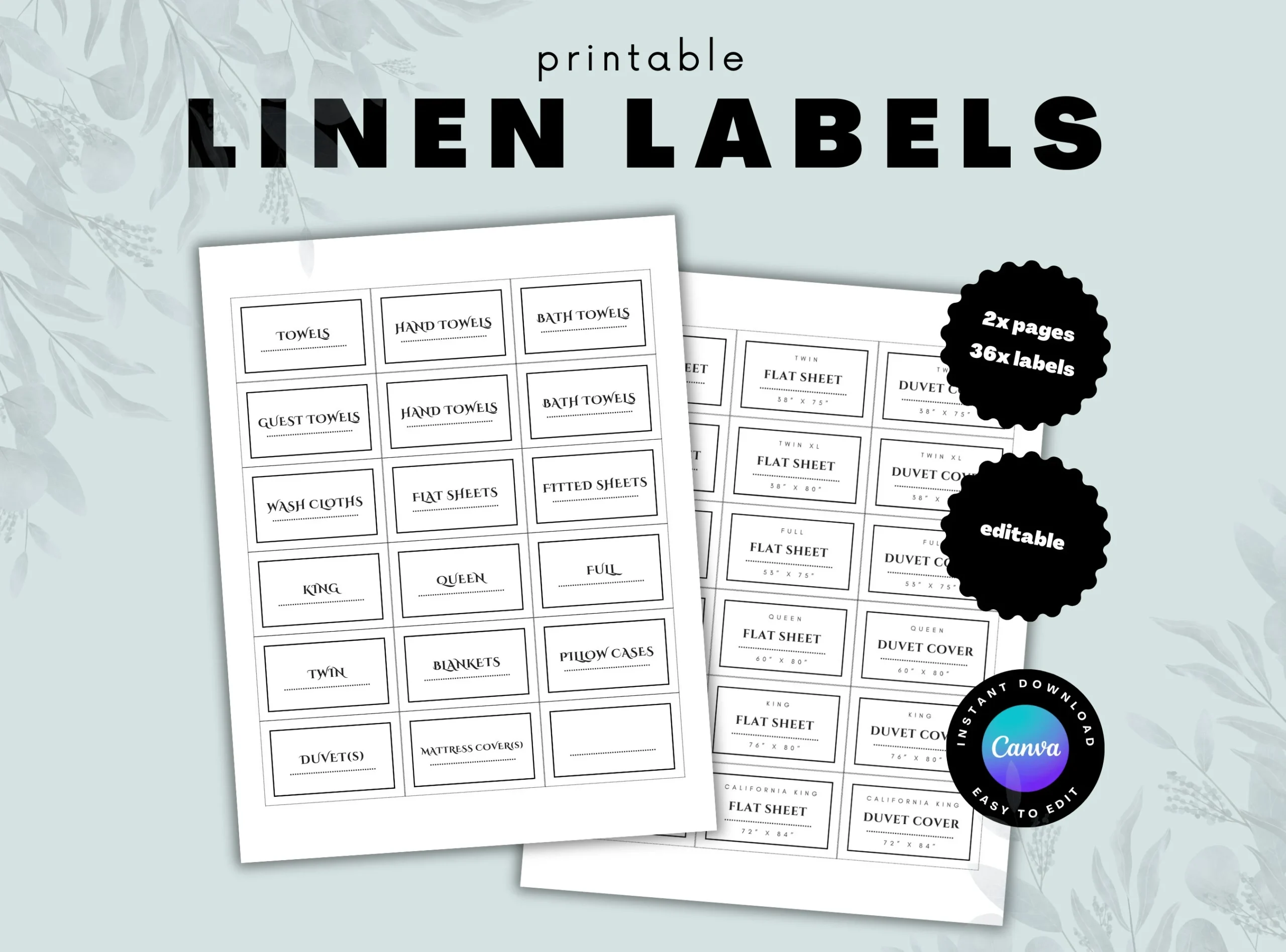Printable Linen Closet Labels Signs For Sheet And Linen 