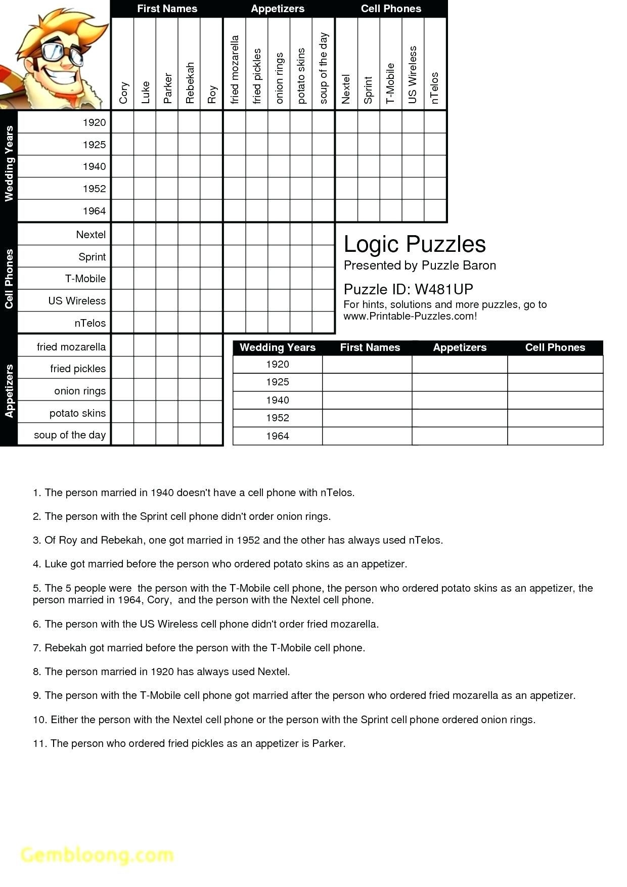 Blank Logic Puzzle Grid Printable
