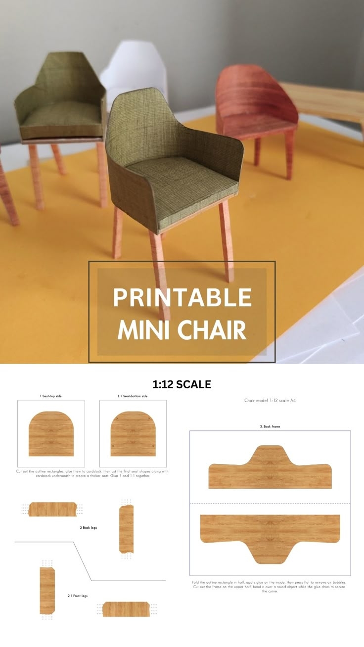 Printable Mini Chair For Paper Dollhouses