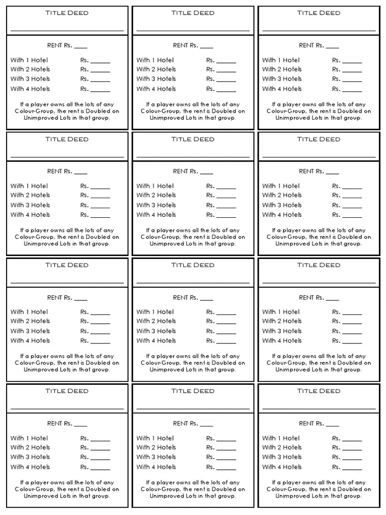 Blank Printable Monopoly Property Cards