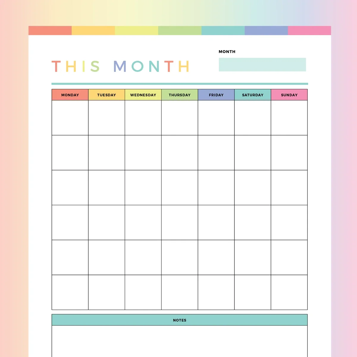 Printable Monthly Planner For Kids Instant Download PDF A4 And 