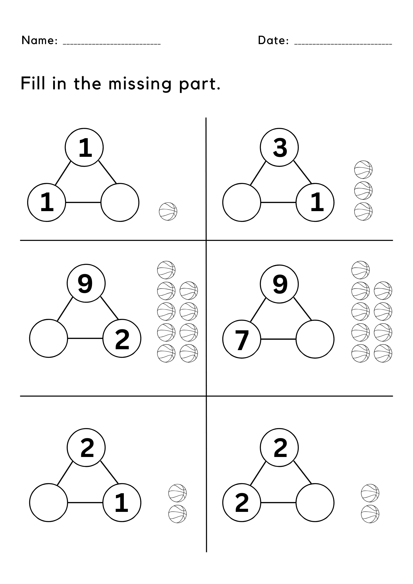 Printable Number Bonds To And Within 10 Worksheets Blank Number 
