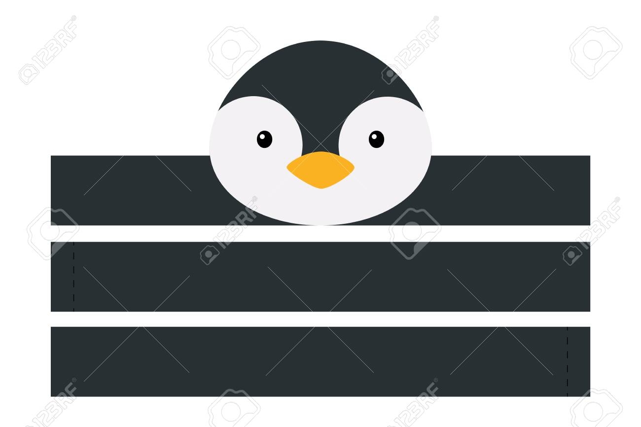 Printable Penguin Paper Hat Party Crown Die Cut Template For 