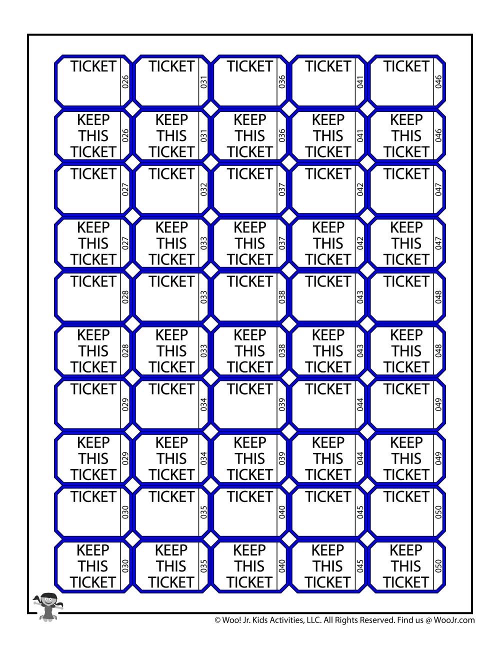 Blank Numbered Printable Raffle Tickets