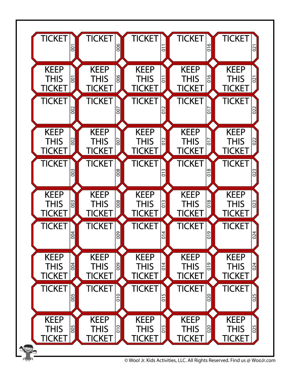 Printable Raffle Tickets Sheets Woo Jr Kids Activities 