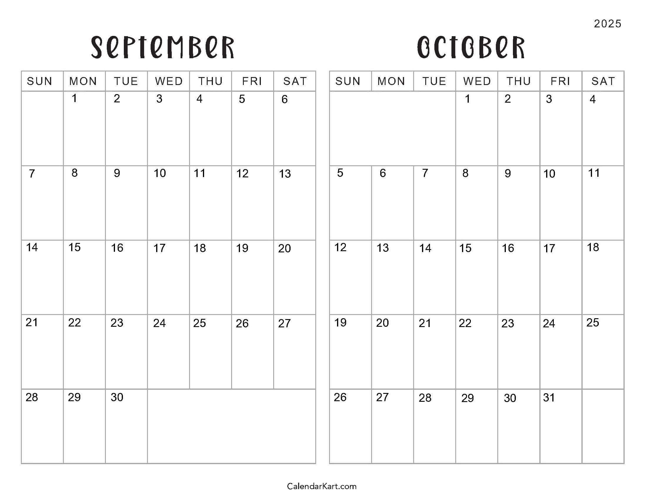 Blank Bimonthly Printable Calendar