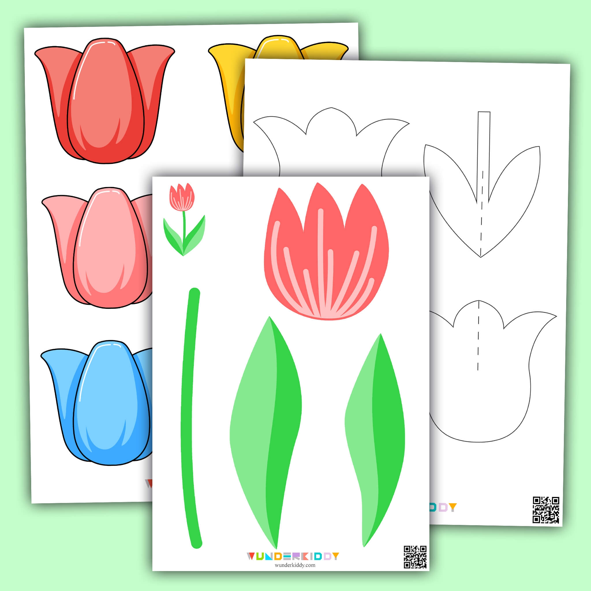 Printable Template For Tulip Craft In Kindergarten