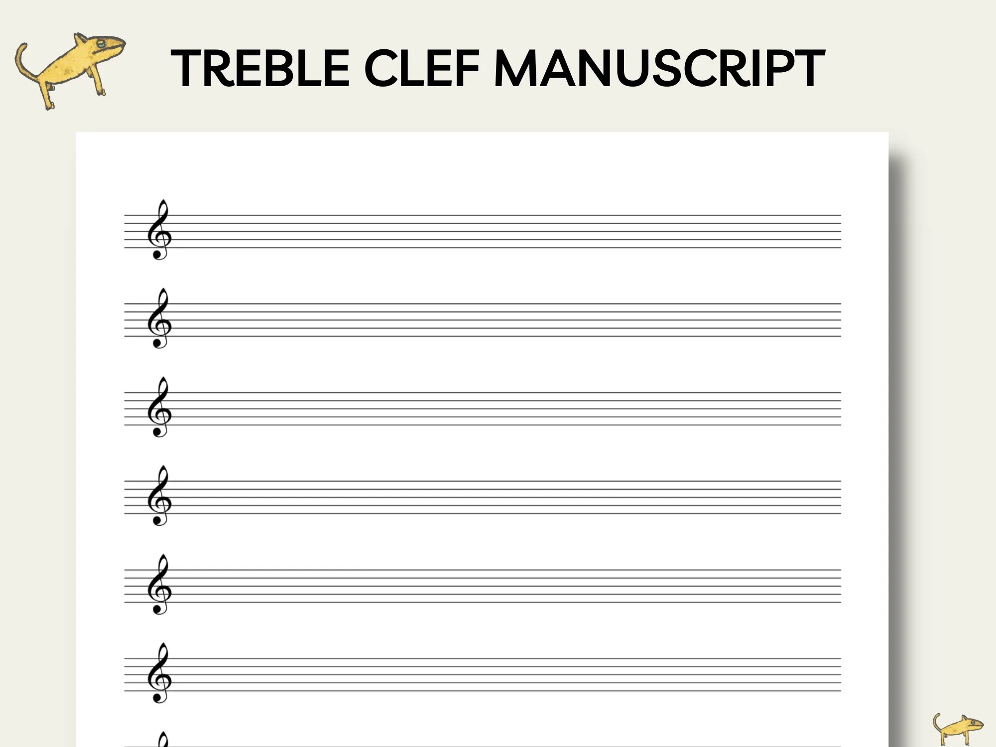 Printable Treble Clef Blank Sheet