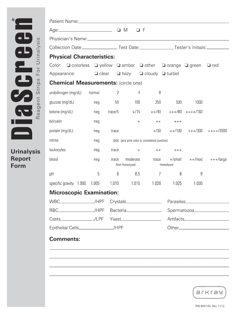 Printable Urinalysis Dipstick Results Form Fill Out amp Sign Online 