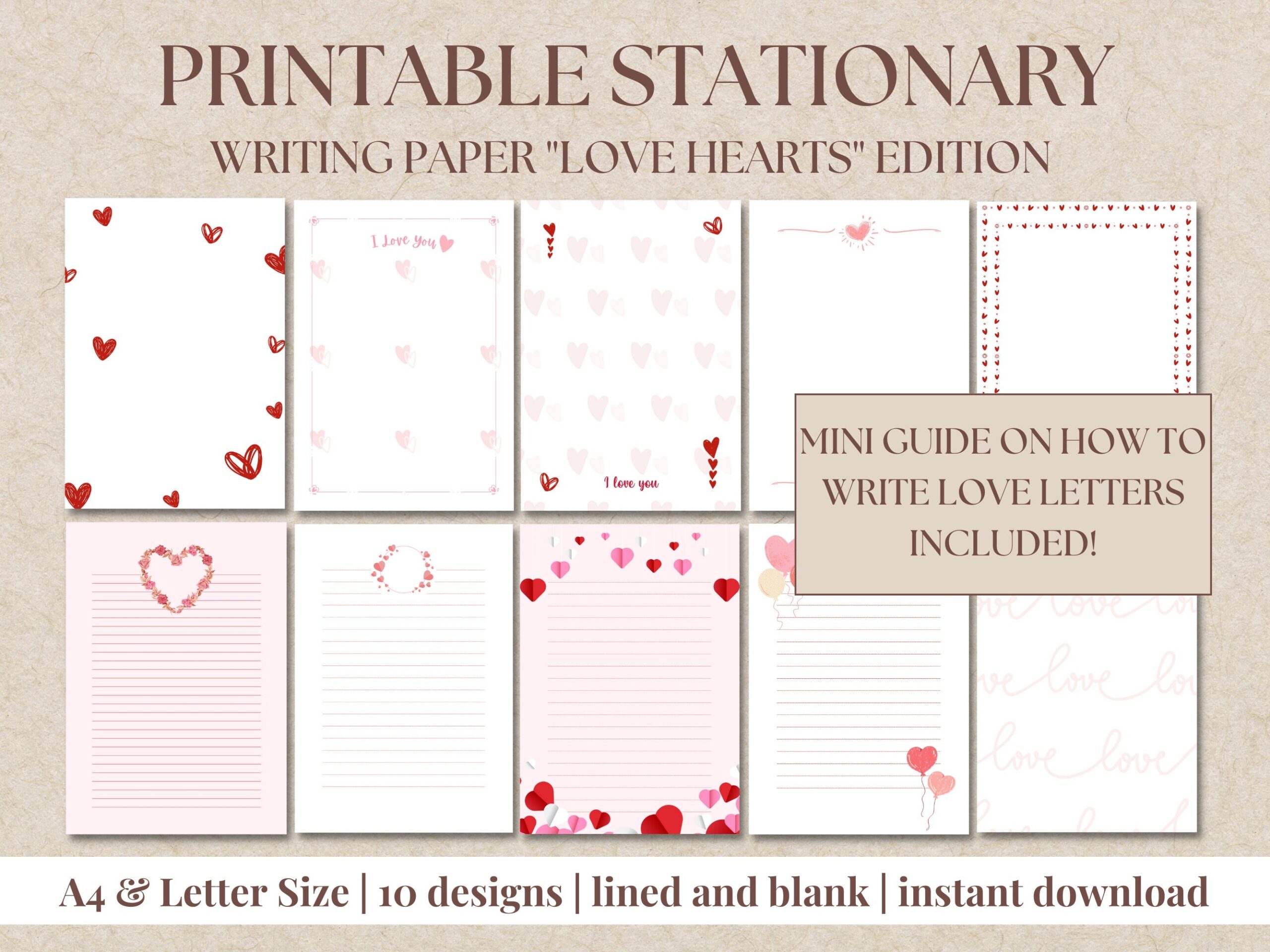 Valentine's Day Printable Stationary Blank