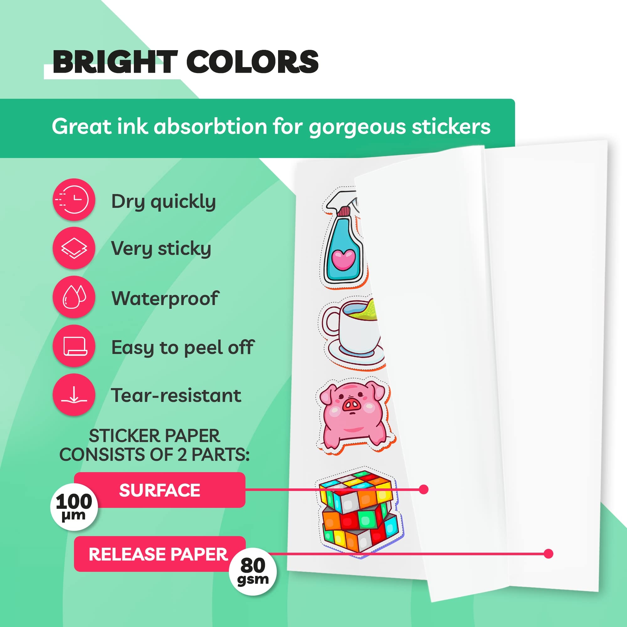 Printable Vinyl For Inkjet Printer Gloss Waterproof 20 Sheets 