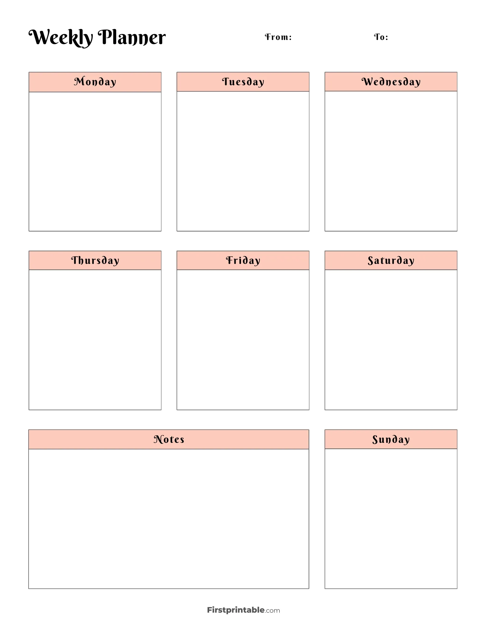 Printable Blank Weekly Schedule