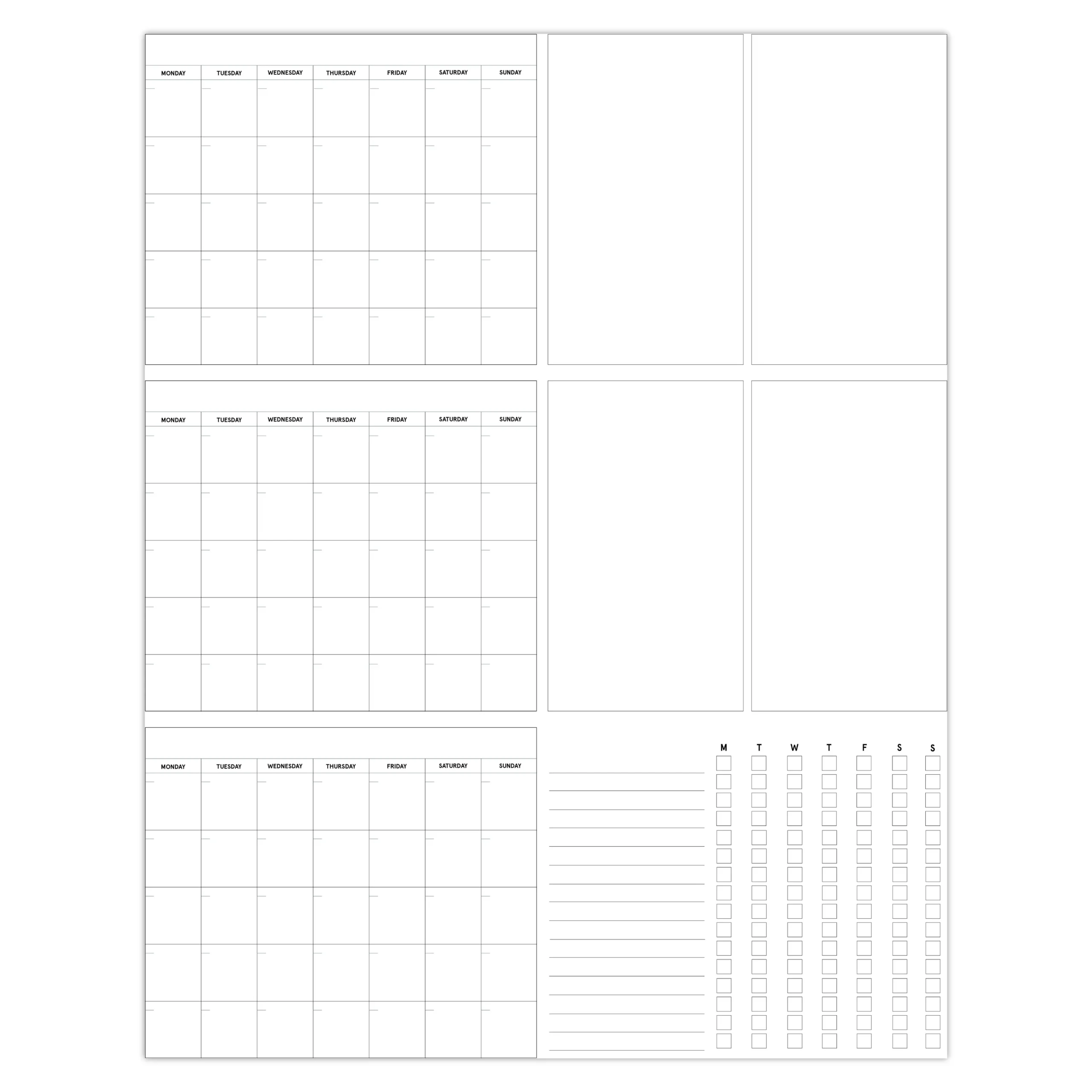 Blank Three Month Calendar Printable