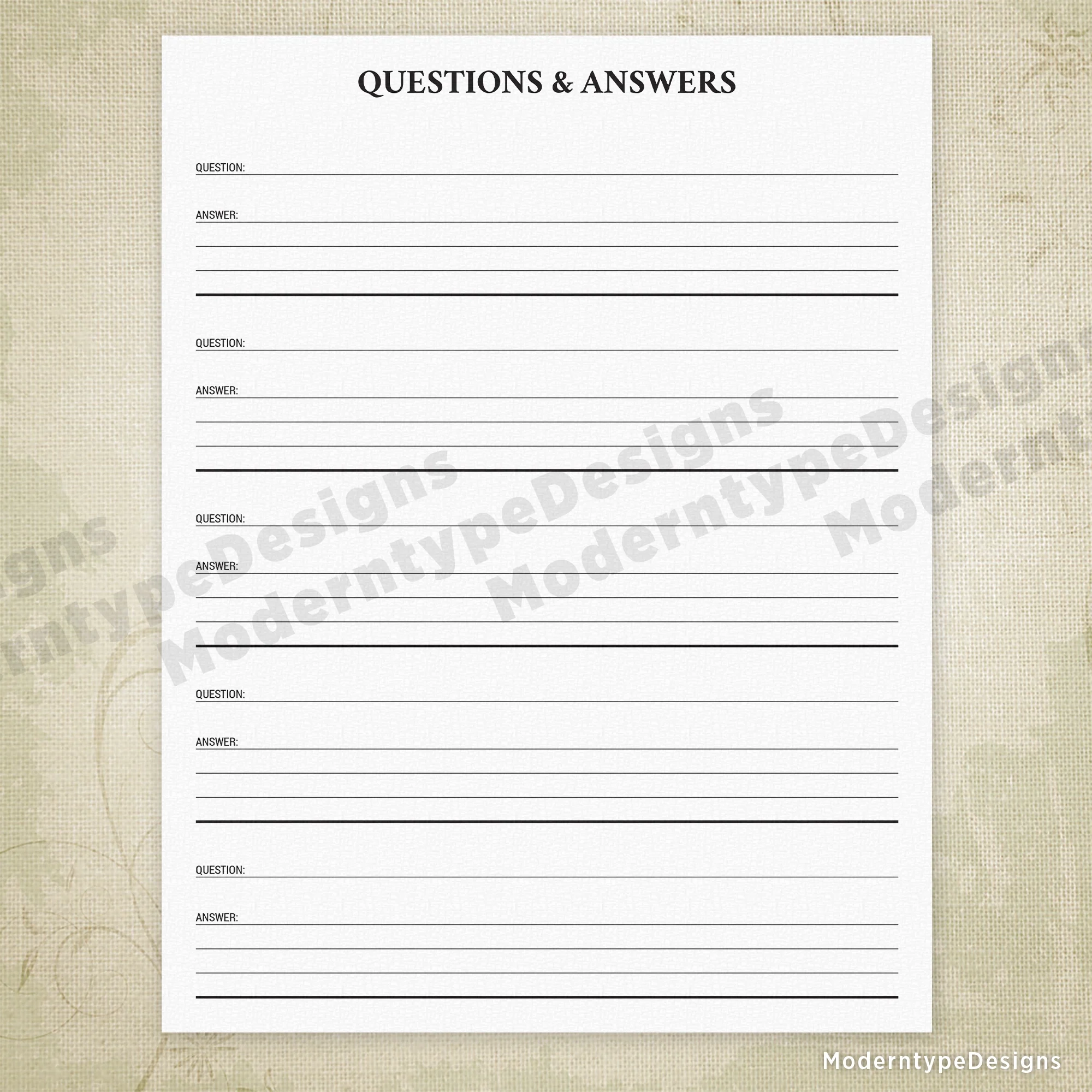 Blank Template For Questions Printable