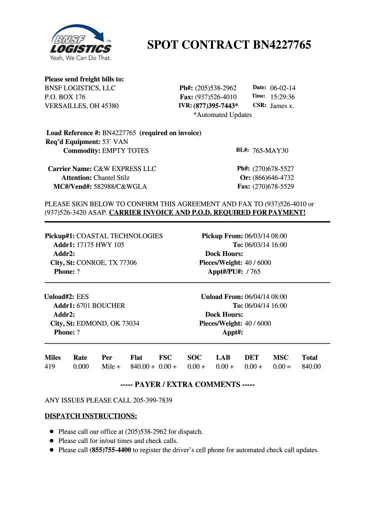 Rate Confirmation Template Fill Out amp Sign Online DocHub