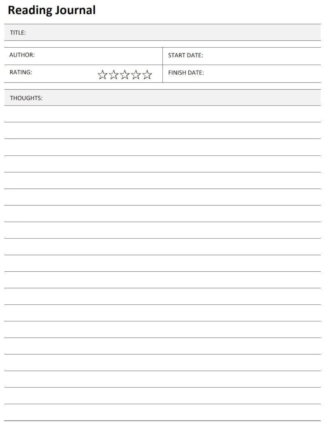 Reading Book Journal Template Digitaler Download PDF PNG 