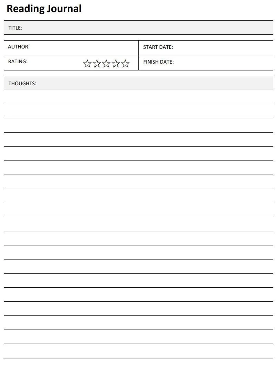 Reading Book Journal Template Digitaler Download PDF PNG 