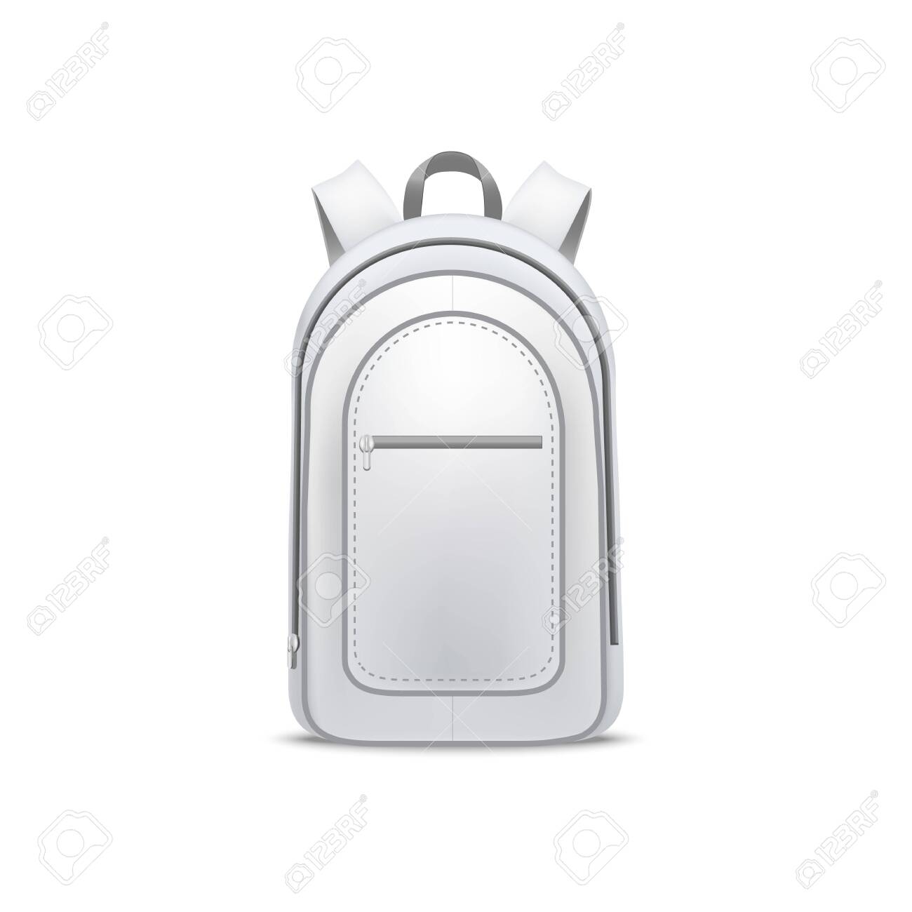 Realistic Detailed 3d White Blank School Backpack Template Mockup 