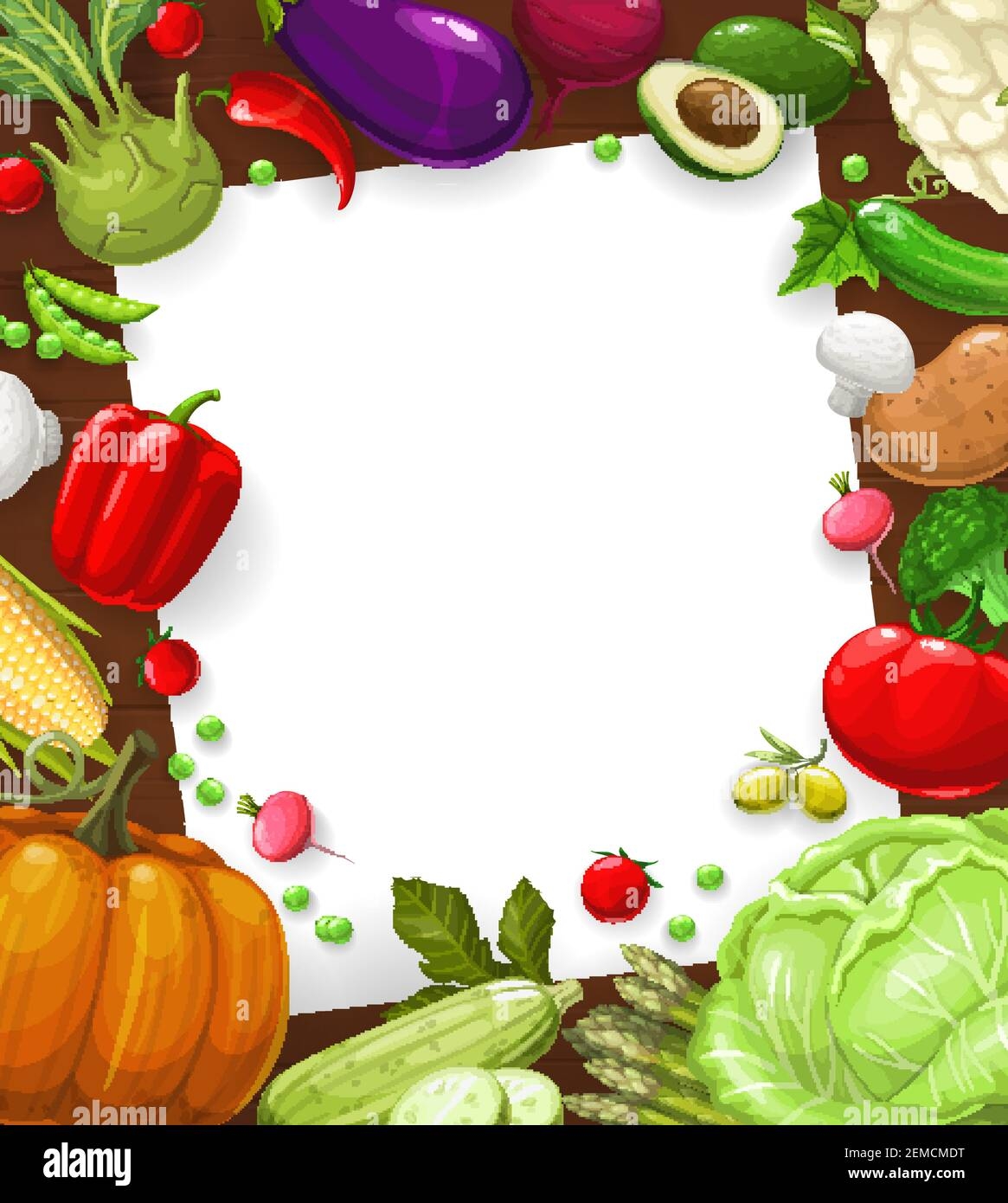 Recipe Card Of Salad Vegetables Frame Template Vector Blank 
