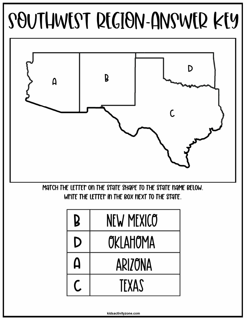 Southwest States Blank Map Printable