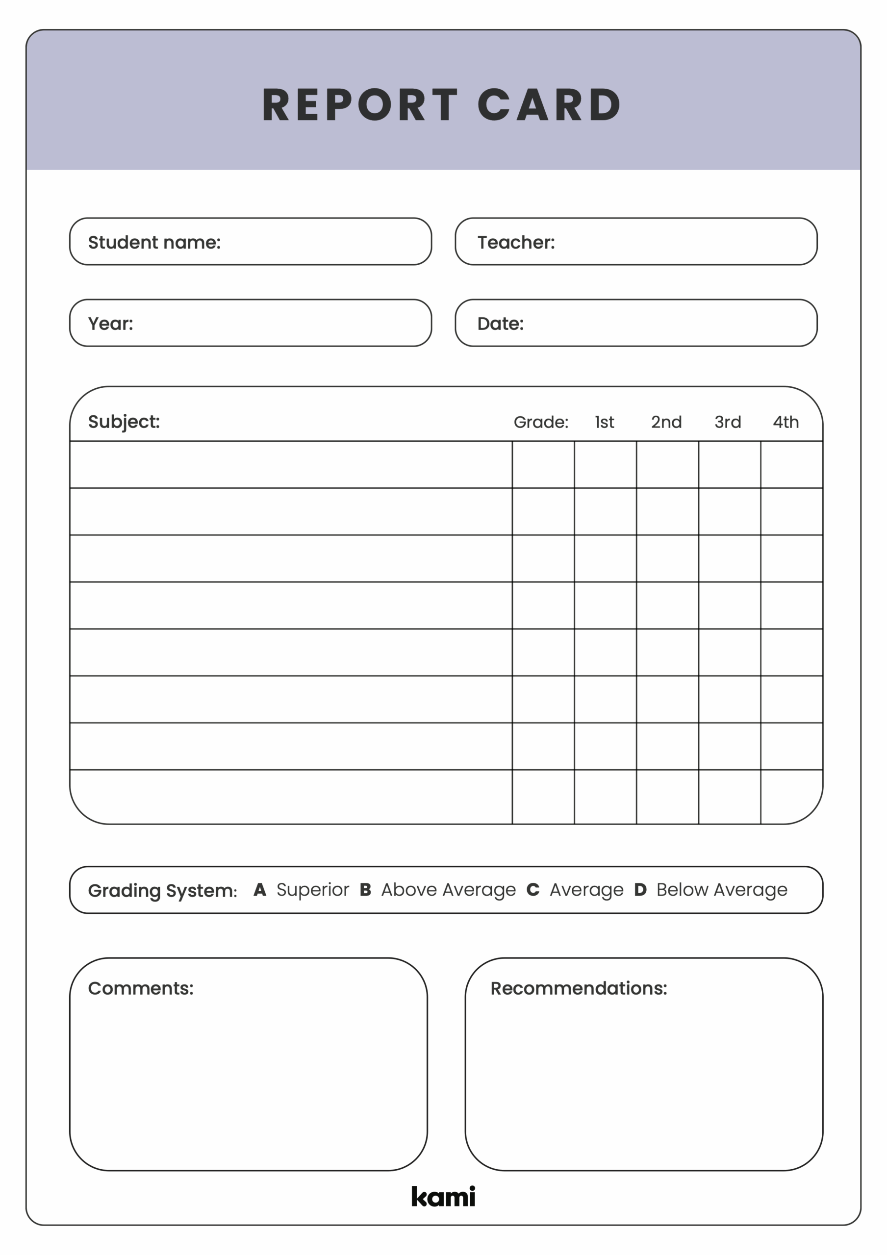 Report Card Template For Teachers Perfect For Grades 1st 2nd 